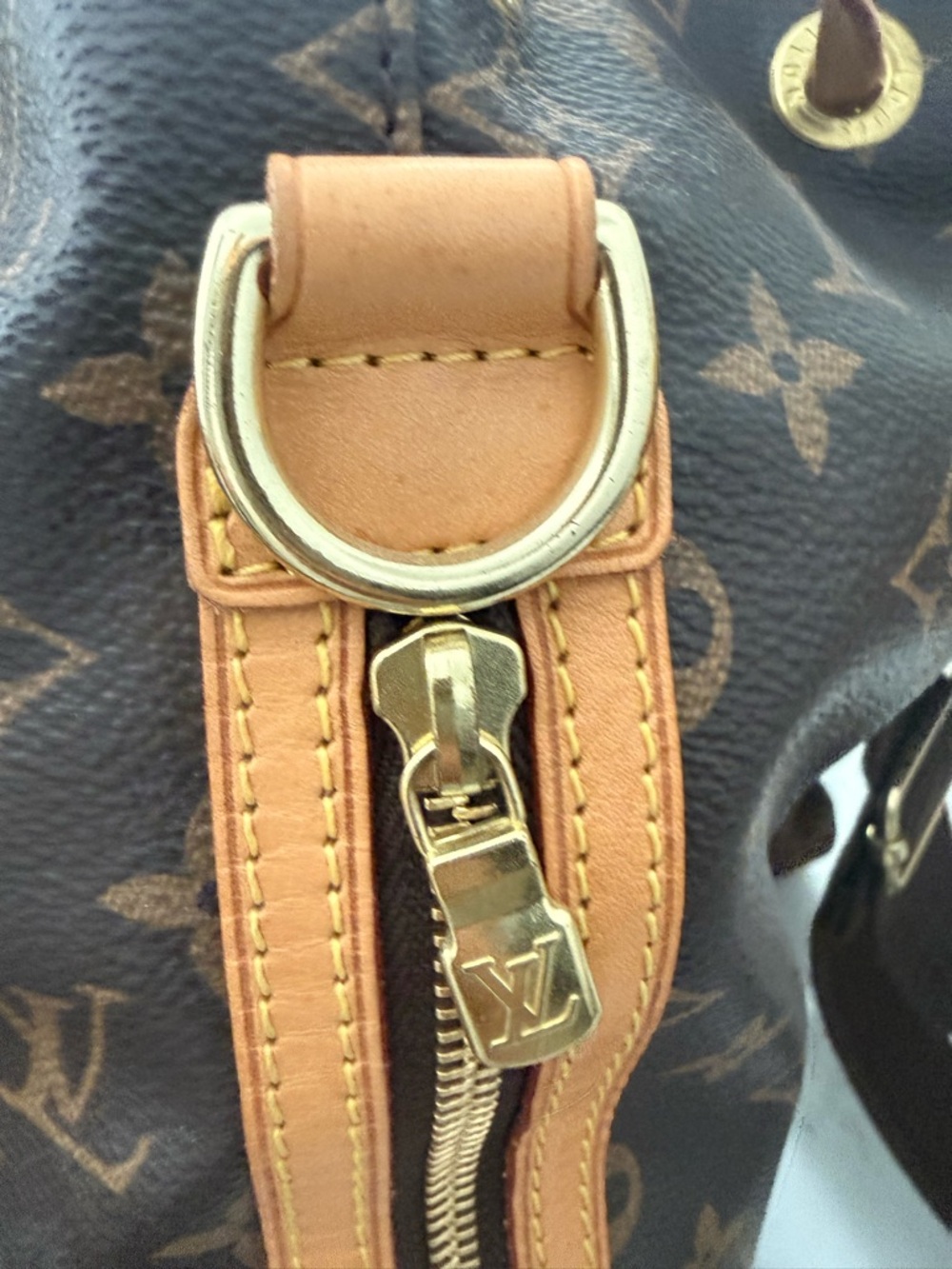 Louis Vuitton Monogram Sac de Bosphore Backpack with Tan Leather Accents - Picture 9 of 11
